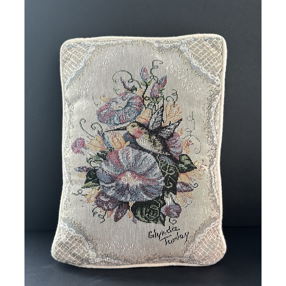 Hummingbird Floral Tapestry Toss Pillow Rectangle Throw Pillow
